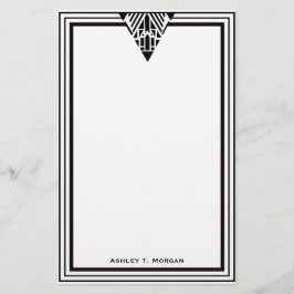  Art Deco Black Wht Lijst #1 Aangepast Briefpapier