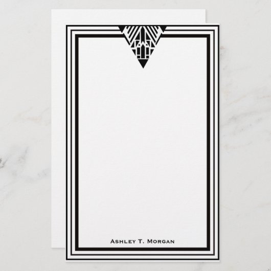 Art Deco Black Wht Lijst #1 Aangepast Briefpapier (Voorkant / Achterkant)