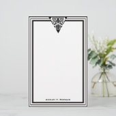 Art Deco Black Wht Lijst #1 Aangepast Briefpapier (Staand voorkant)