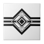 Art Deco Black Witte legante geometrische grens Tegeltje<br><div class="desc">Scherp zwarte en witte deco-achtige geometrische details ornament decoratieve keramische tegel aan de rand. Stijlvol en origineel ontwerp,  perfect voor modern of kunstdeco  interieur.</div>