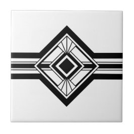 Art Deco Black Witte legante geometrische grens Tegeltje
