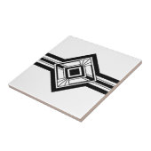 Art Deco Black Witte legante geometrische grens Tegeltje (Zijkant)