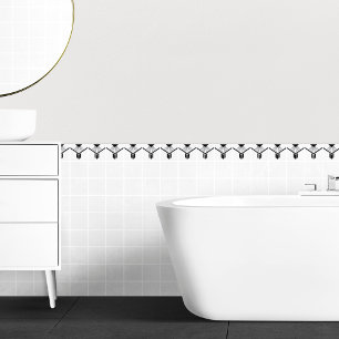 Art Deco Black Witte legante geometrische grens Tegeltje
