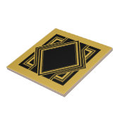 Art Deco Black Yellow Geometric Square Element 05 Tegeltje (Zijkant)