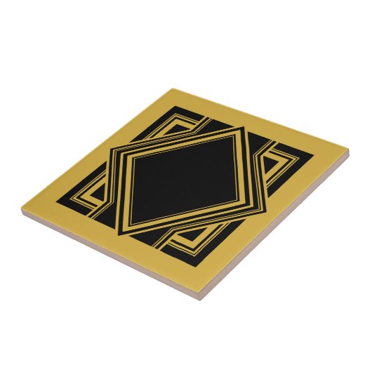 Art Deco Black Yellow Geometric Square Element 05 Tegeltje (Zijkant)
