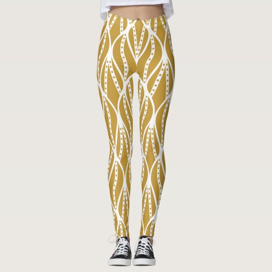 Art Deco bladeren, klassiek naadloos patroon. Leggings (Voorkant)
