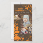 Art Deco Bladeren Krullen Prettig Thanksgiving 4 F Feestdagenkaart (Voorkant)