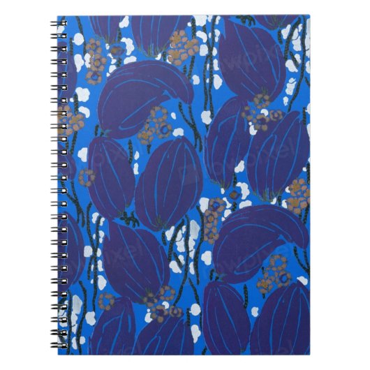  art deco blauw abstract naadloos patroon notitieboek (Voorkant)