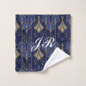 Art Deco blauw en goud Bad Handdoek (Wasdoekje)