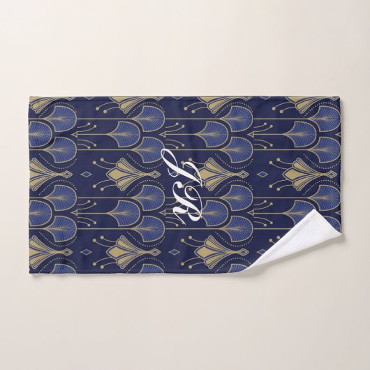 Art Deco blauw en goud Bad Handdoek (Handdoek)