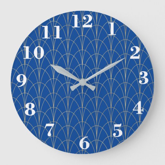 Art Deco Blauw en Wit Grote Klok (Voorkant)