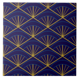 Art Deco Blauw Goud Geometrisch Tegeltje