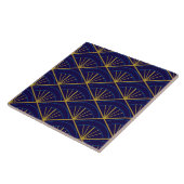 Art Deco Blauw Goud Geometrisch Tegeltje (Zijkant)