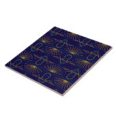 Art Deco Blauw Goud Geometrisch Tegeltje (Zijkant)