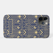Art Deco Blauw Goud Geometrische Gepersonaliseerde Case-Mate iPhone Case (Achterkant (horizontaal))