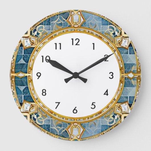 Art Deco Blauw Grote Klok (Voorkant)