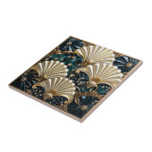 Art Deco Blauw Ivoor, Pareltjes en Gouden Ventilat Tegeltje (Zijkant)