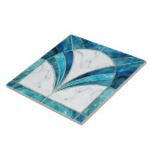 Art Deco Blauw Marmer en Aquamarijn Tegeltje (Zijkant)