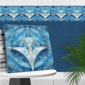 Art Deco - Blauw Marmer & Parel Tegeltje