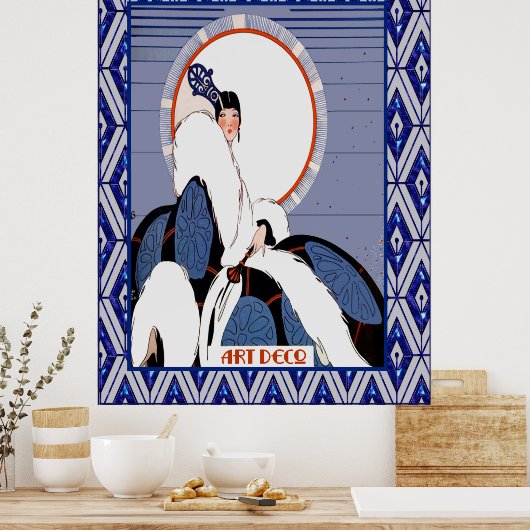  art deco (blauw) poster (Keuken)