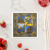 Art deco Blauw servet (Insitu)