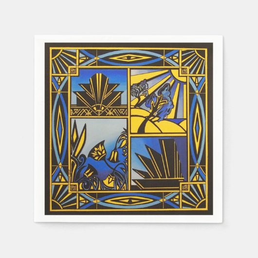 Art deco Blauw servet (Voorkant)