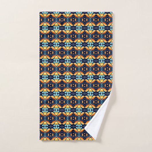 Art Deco blauw sinaasappel Bad Handdoek (Handdoek)