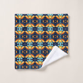 Art Deco blauw sinaasappel Bad Handdoek (Wasdoekje)