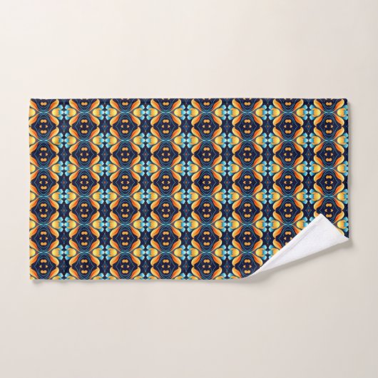 Art Deco blauw sinaasappel Bad Handdoek (Handdoek)