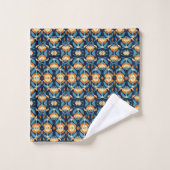Art Deco blauw sinaasappel Bad Handdoek (Wasdoekje)