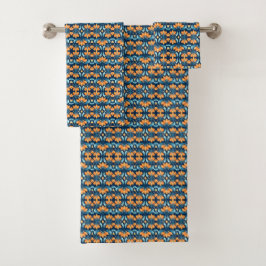 Art Deco blauw sinaasappel Bad Handdoek