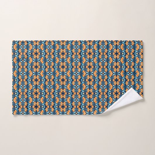Art Deco blauw sinaasappel Bad Handdoek (Handdoek)