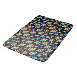 Art Deco blauw sinaasappel Badmat