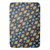 Art Deco blauw sinaasappel Badmat (Voorkant Verticaal)