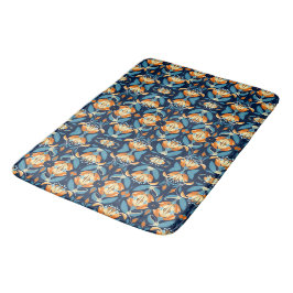 Art Deco blauw sinaasappel Badmat