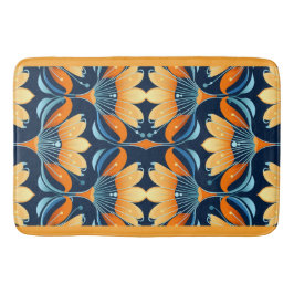 Art Deco blauw sinaasappel Badmat