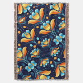 Art Deco blauw sinaasappel Deken (Voorkant Verticaal)