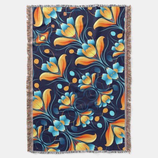 Art Deco blauw sinaasappel Deken (Voorkant Verticaal)