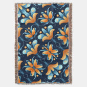 Art Deco blauw sinaasappel Deken (Voorkant Verticaal)