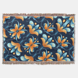 Art Deco blauw sinaasappel Deken