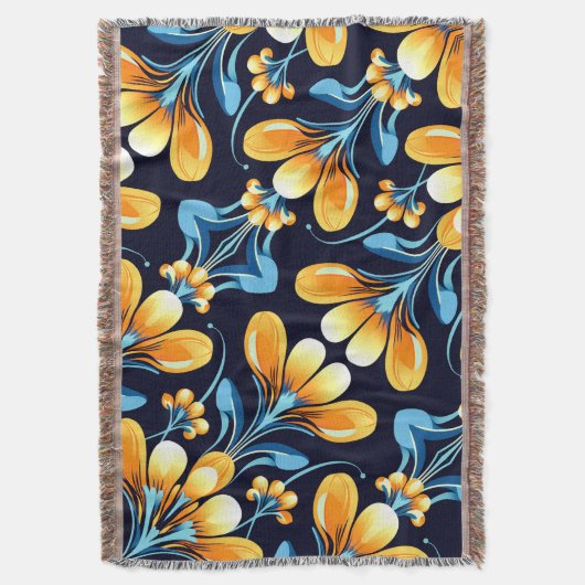 Art Deco blauw sinaasappel Deken (Voorkant Verticaal)