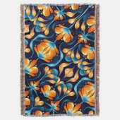 Art Deco blauw sinaasappel Deken (Voorkant Verticaal)