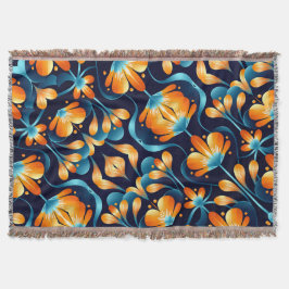 Art Deco blauw sinaasappel Deken