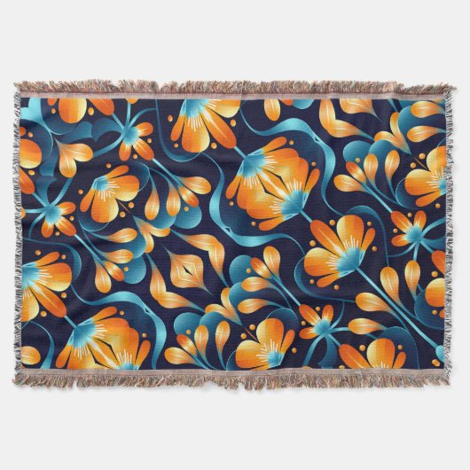 Art Deco blauw sinaasappel Deken (Voorkant)