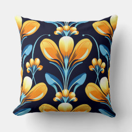 Art Deco blauw sinaasappel Kussen