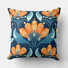 Art Deco blauw sinaasappel Kussen