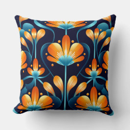 Art Deco blauw sinaasappel Kussen