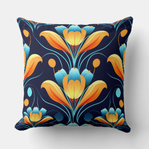 Art Deco blauw sinaasappel Kussen
