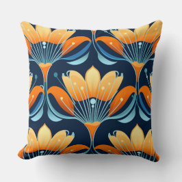 Art Deco blauw sinaasappel Kussen