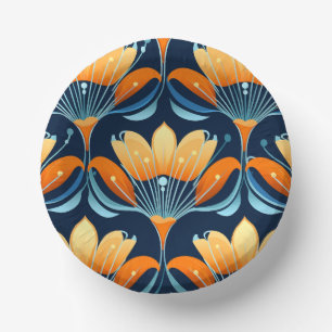 Art Deco blauw sinaasappel Papieren Kommen